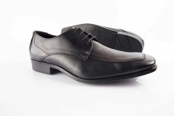 Zapato Elegante Cuero Negro Masculino Sobre Fondo Blanco Producto Aislado — Foto de Stock