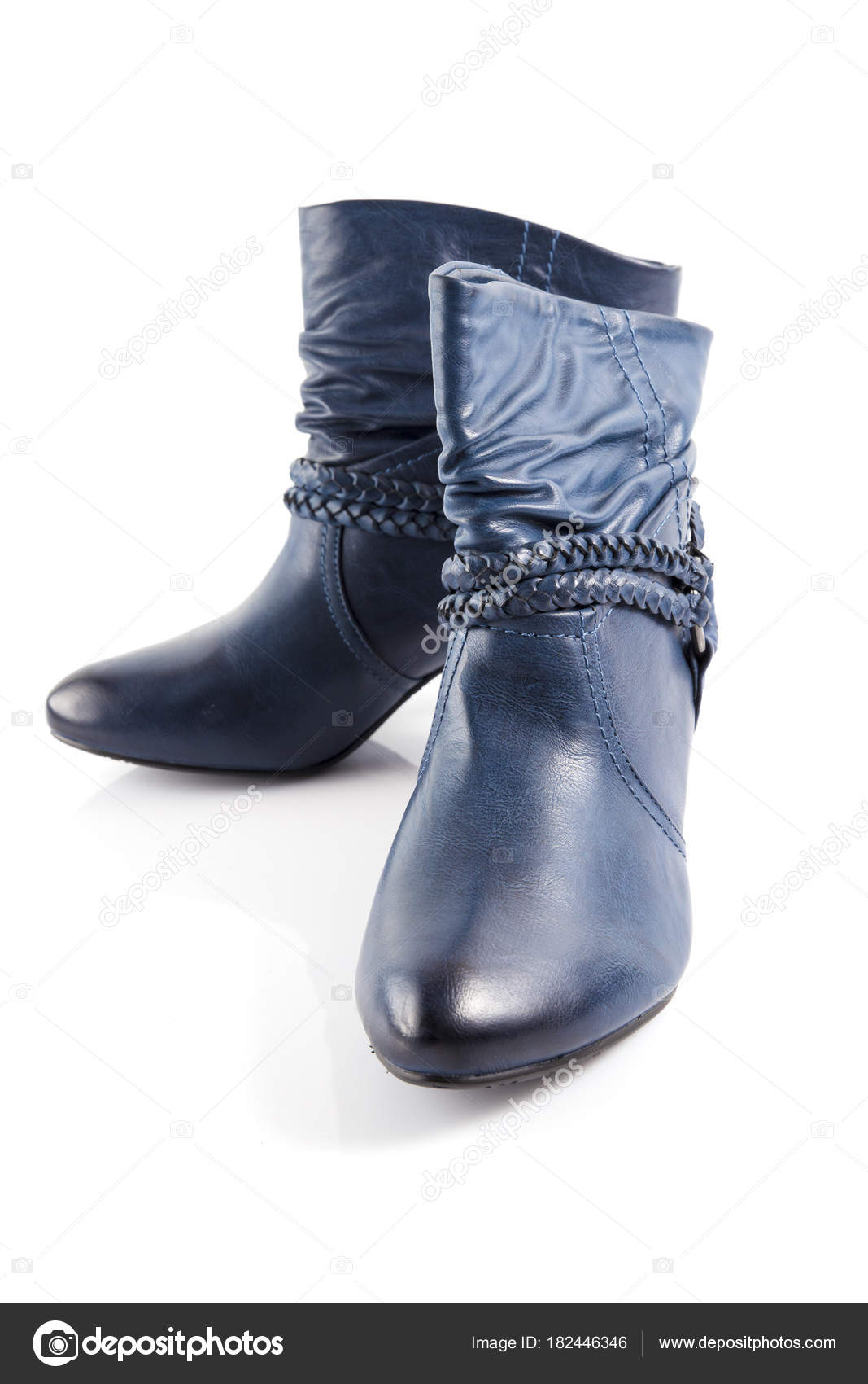 blue leather boots ladies