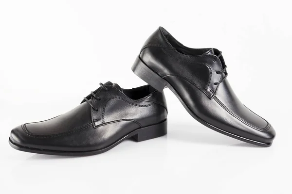 Chaussure Homme Cuir Noir Sur Fond Blanc Produit Isolé Chaussures — Photo