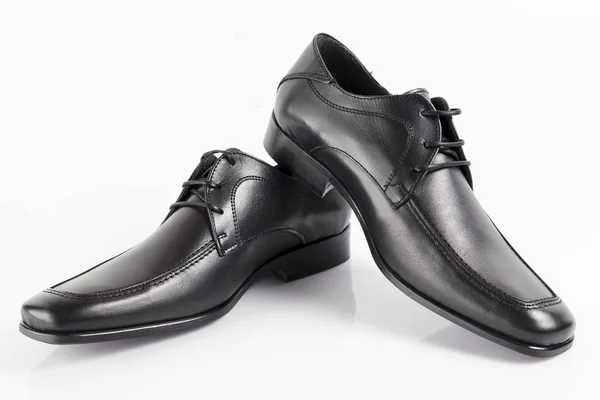 Sapato Couro Preto Masculino Fundo Branco Produto Isolado Calçado Confortável — Fotografia de Stock