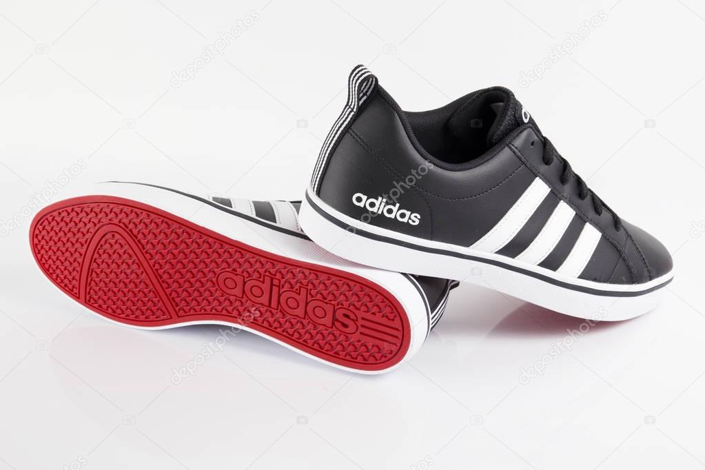 Afife, Portugal - February 15, 2018: Adidas Running boots. Adidas, multinational company. Isolated on white. Product shots