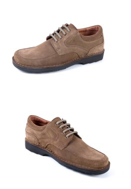 Beyaz arka plan, izole ürün, rahat ayakkabı erkek kahverengi deri ayakkabı.