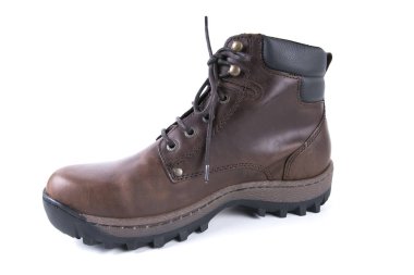 Beyaz arka plan, izole ürün, rahat ayakkabı erkek kahverengi deri çizme.