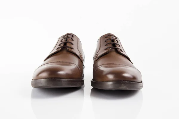 Zapato Cuero Marrón Masculino Sobre Fondo Blanco Producto Aislado Calzado — Foto de Stock
