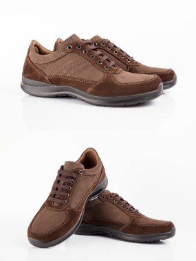 Beyaz arka plan, izole ürün, rahat ayakkabı erkek kahverengi deri şık Ayakkabı.