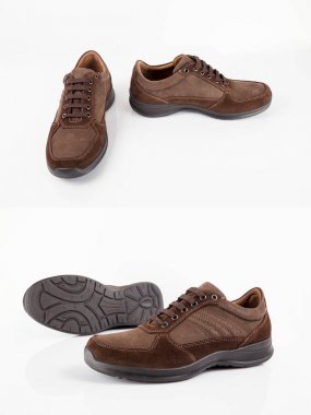 Beyaz arka plan, izole ürün, rahat ayakkabı erkek kahverengi deri şık Ayakkabı.