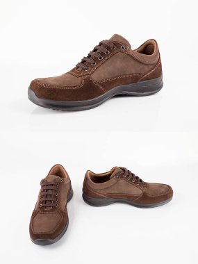 Beyaz arka plan, izole ürün, rahat ayakkabı erkek kahverengi deri şık Ayakkabı.