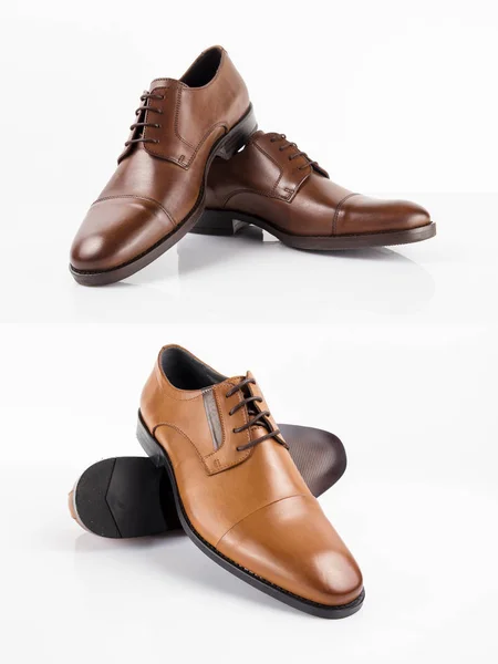 Grupo Sapatos Fundo Branco Produto Isolado Calçado Confortável — Fotografia de Stock