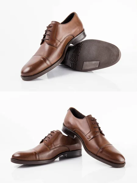 Zapato Elegante Marrón Masculino Sobre Fondo Blanco Producto Aislado Calzado — Foto de Stock