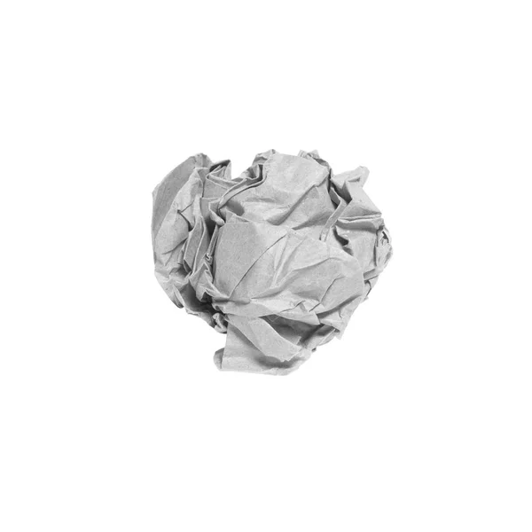 Crumpled gray paper ball isolated over white background — Stock Photo, Image