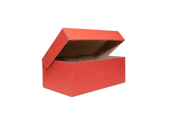 Cardboard box with lid isolated on white background — Stock Photo, Image