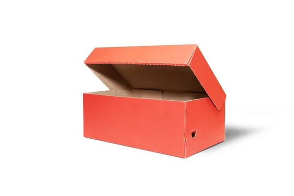 Lepenková krabice s víkem izolované na bílém pozadí — Stock fotografie
