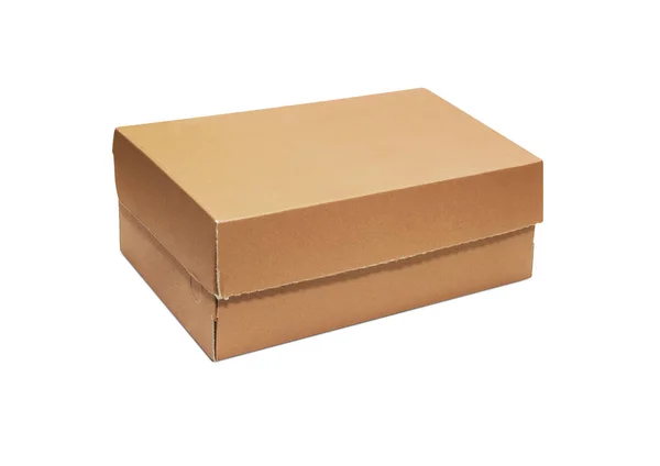 Caja de cartón con tapa aislada sobre fondo blanco — Foto de Stock