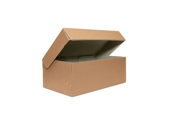 Картонна коробка з кришкою ізольована на білому тлі — стокове фото