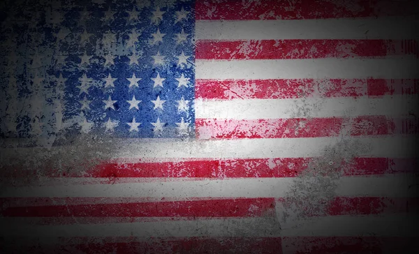 Grunge Bandera de los Estados Unidos sobre fondo de textura de piedra —  Fotos de Stock