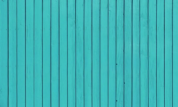 Fából készült kerítés, párhuzamos deszka kék festékkel. — Stock Fotó