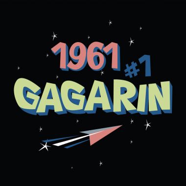 Logo metin Gagarin ilk astronot SSCB boşluk