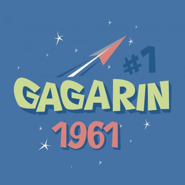 Logo metin Gagarin ilk astronot SSCB boşluk
