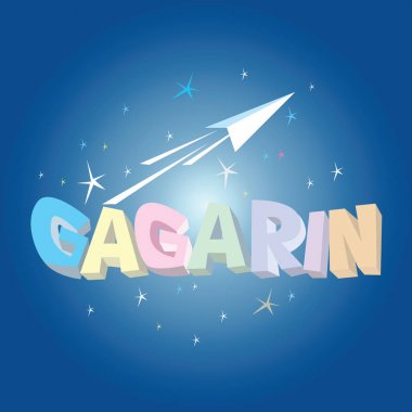 Logo metin Gagarin ilk astronot SSCB boşluk
