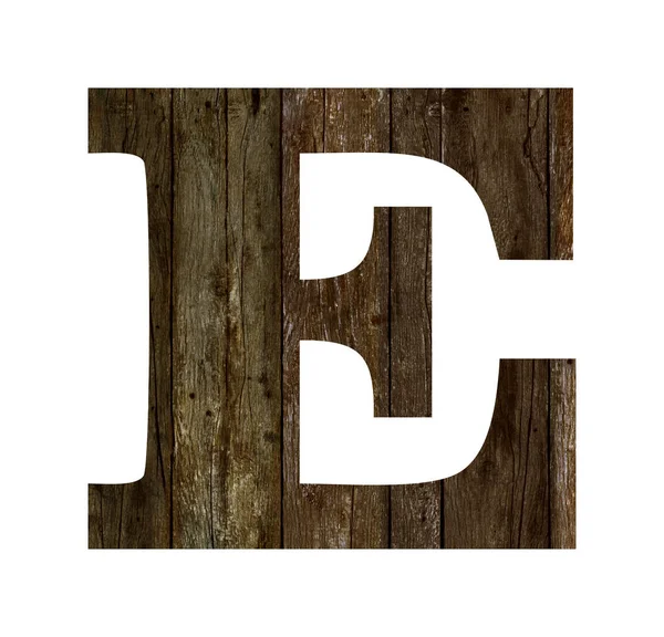 Antiguo alfabeto tablones de madera, texto E —  Fotos de Stock