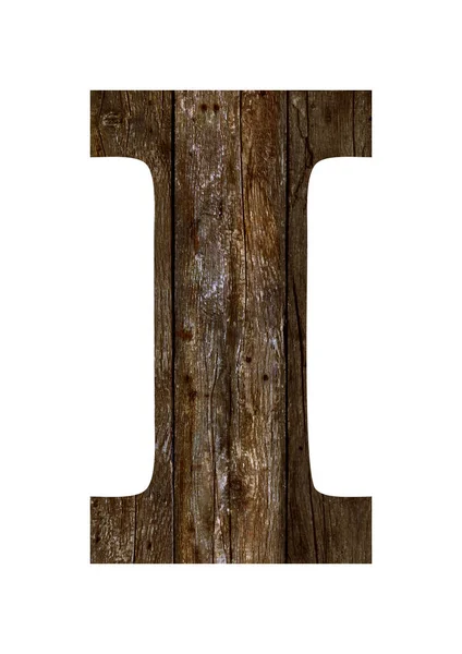 Régi fa deszka ábécé, szöveg én — Stock Fotó