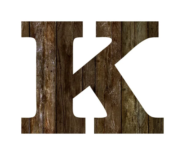 Old wooden planks alphabet, text K — Stock Photo, Image