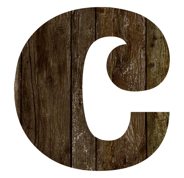 Alfabeto de tábuas de madeira velha, texto C — Fotografia de Stock