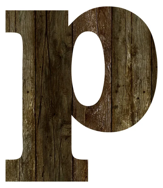 Old wooden planks alphabet, text p — Stock Photo, Image