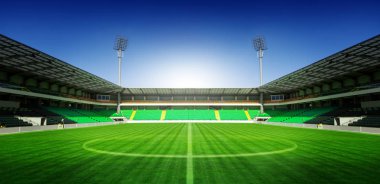 Mavi gökyüzü ile futbol Futbol Stadyumu