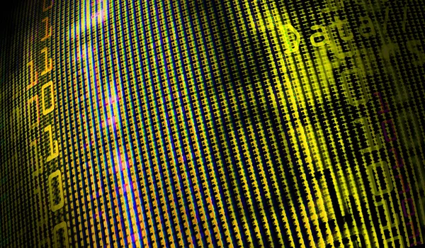 A számítógép-monitor képernyőjének digitális bináris adatok — Stock Fotó