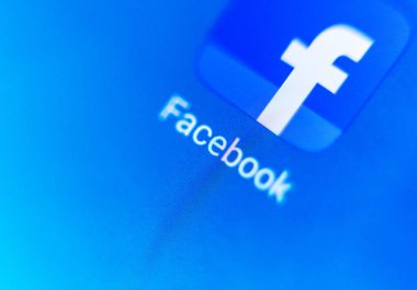 Makro ekran Facebook logosuna elektronik görüntüleme