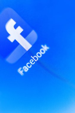 Makro ekran Facebook logosuna elektronik görüntüleme