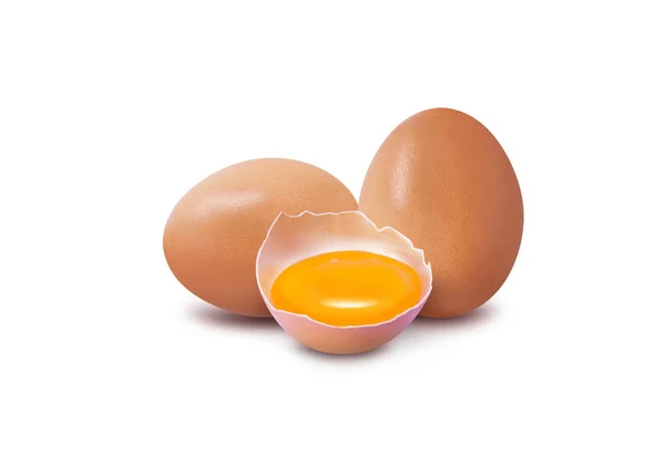 Beyaz zemin üzerinde kahverengi yumurta. — Stok fotoğraf