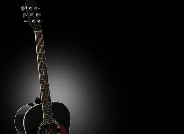 Akustická kytara izolovaných na černém pozadí — Stock fotografie