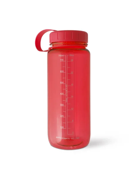 Červená sportovní láhev vody na izolované bílém pozadí — Stock fotografie