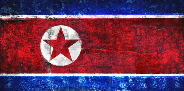 Drapeau de Corée du Nord sur fond de texture de pierre gros plan — Photo