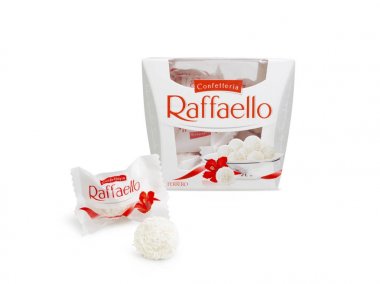 Ferrero Raffaello in a box on white background. clipart