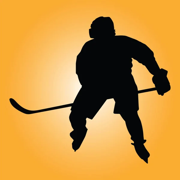 Silhouette eines Eishockeyspielers — Stockvektor