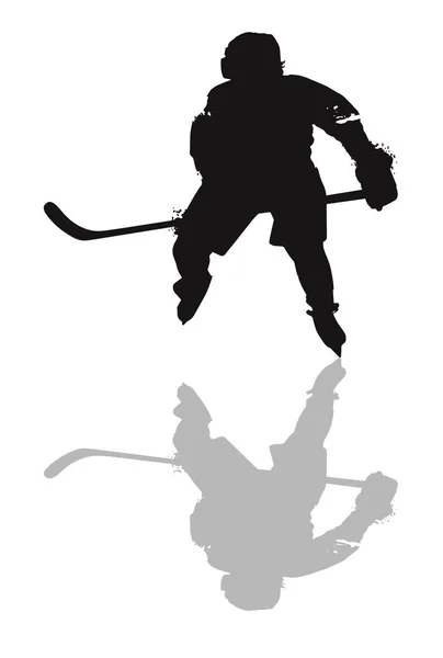 Silhouette eines Eishockeyspielers — Stockvektor