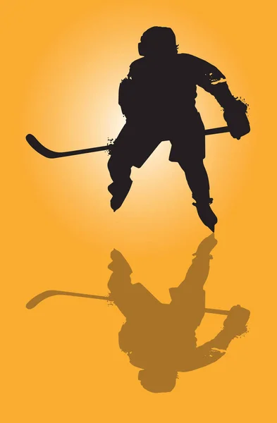 Silhouette eines Eishockeyspielers — Stockvektor