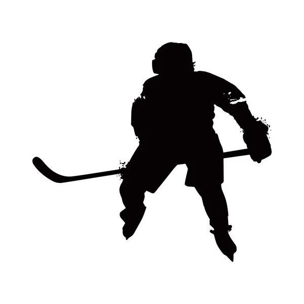 Silhouette du joueur de hockey — Image vectorielle