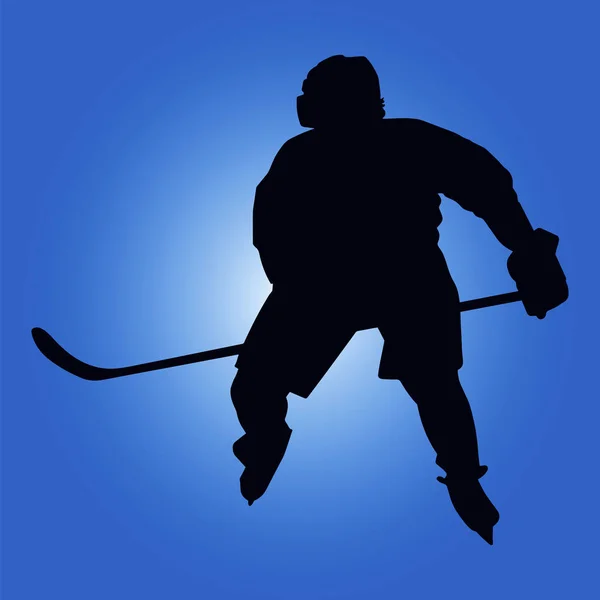 Silhouette eines Eishockeyspielers — Stockvektor