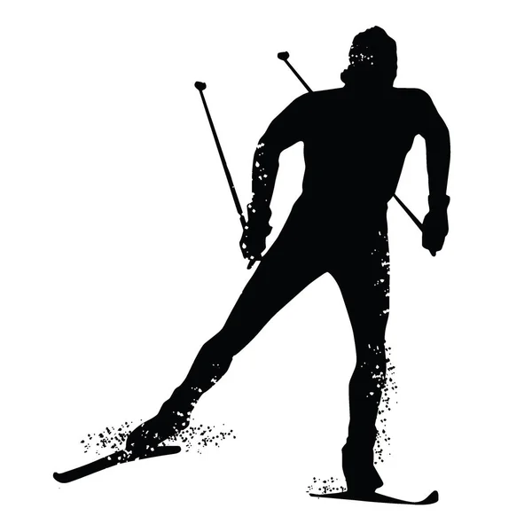 白色背景下的越野滑雪剪影 — 图库矢量图片