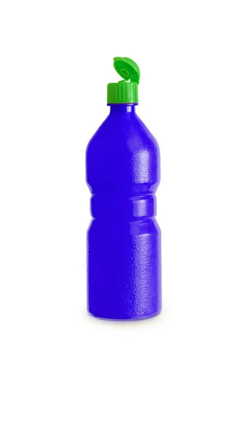 蓝色塑料果汁, 糖浆瓶 — 图库照片