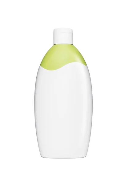 Prázdná bílá plastová kosmetika, šampon nebo gel na láhev — Stock fotografie