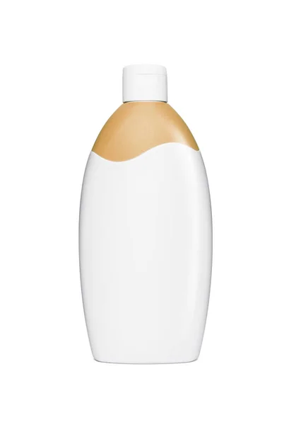 Weiße Plastikflasche, Shampoo- oder Gelflasche — Stockfoto