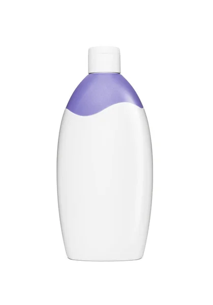 Κενό λευκό πλαστικό καλλυντικών, μπουκάλι σαμπουάν ή τζελ — Φωτογραφία Αρχείου