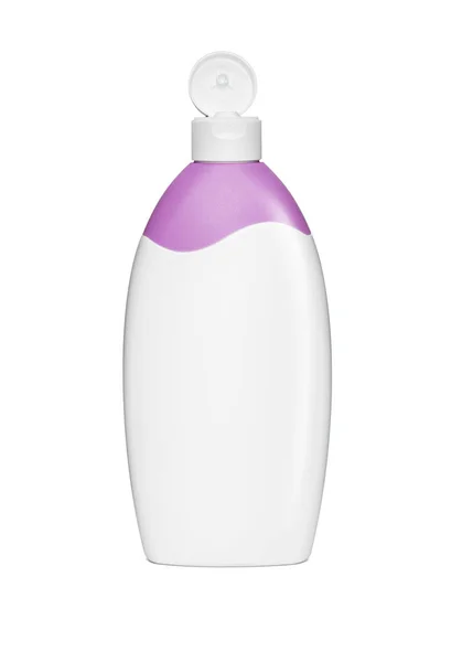 Weiße Plastikflasche, Shampoo- oder Gelflasche — Stockfoto