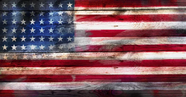 Σημαία των ΗΠΑ σε μια ξύλινη επιφάνεια — Φωτογραφία Αρχείου