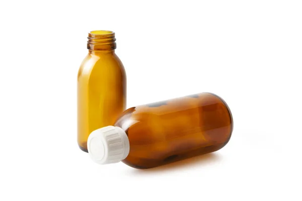 Two Medicine Bottles Close Isolated White Background — Stock Photo, Image
